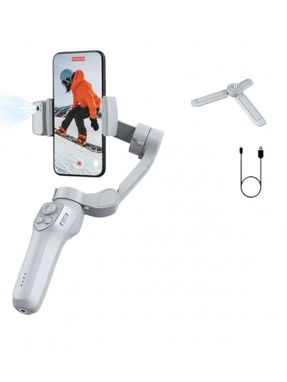 Silver Smartphone Gimbal Stabilizer with Tripod